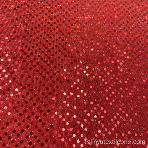 Tissu à paillettes à paillettes rouges pour robe